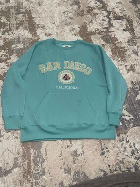 Blue Ray San Diego California Teal Crewneck Sweatshirt